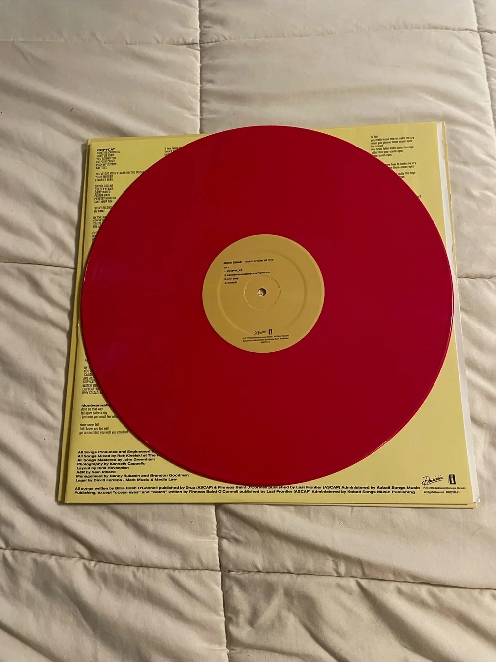 BILLIE EILLISH COPYCAT RECORD RED COLORED VINYL